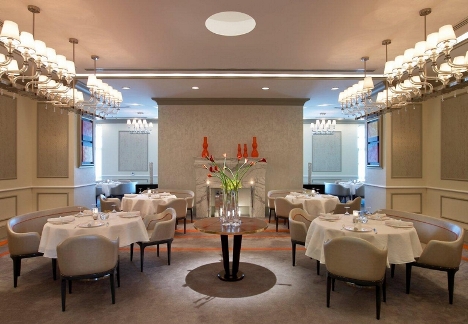 luxury bread accompaniment service Gordon Ramsay fine dining interior St. Regis Doha