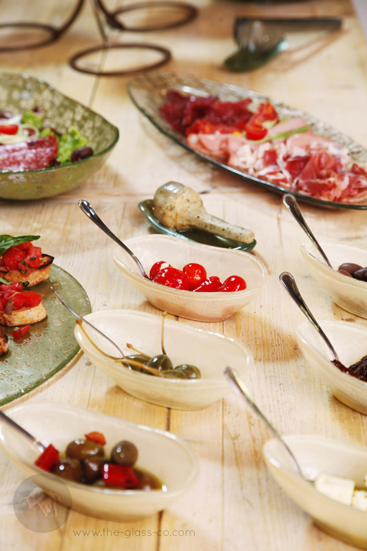 aperitivo buffet bowls handmade glass MyGlassStudio