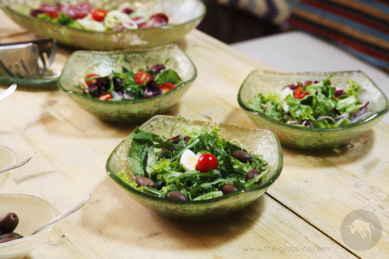 aperitivo buffet salad bowls glass MyGlassStudio