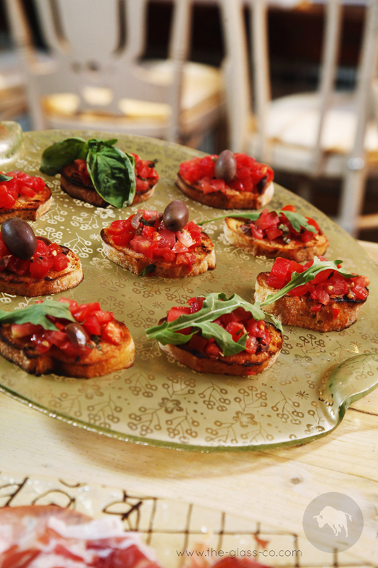 aperitivo buffet platter handmade glass MyGlassStudio