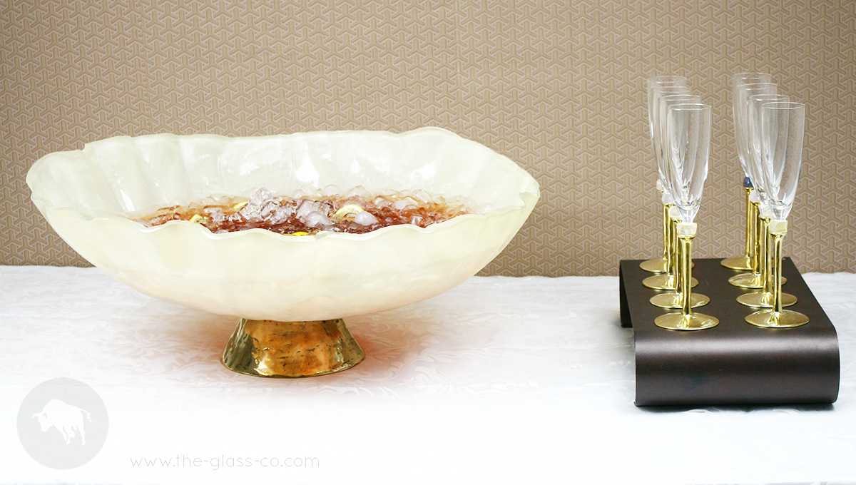 glass punch bowl luxury baroque bronze base MyGlassStudio