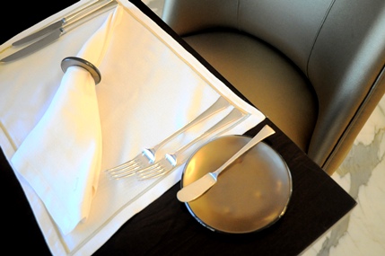modern dining table accessories bread butter plate napkin ring Vine St. Regis Doha MyGlassStudio
