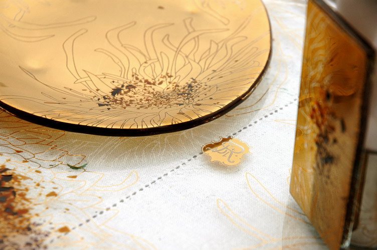 bread and butter plate gold millefiori design St. Regis Singapore MyGlassStudio