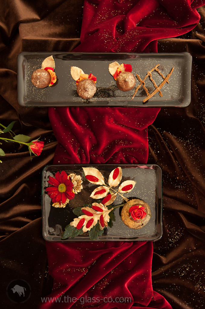 baroque style dinnerware brown rectangular platters MyGlassStudio