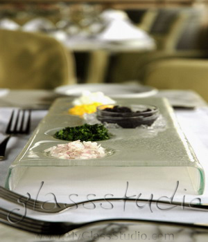 caviar tasting presentation glass sectional plate multiple varieties MyGlassStudio