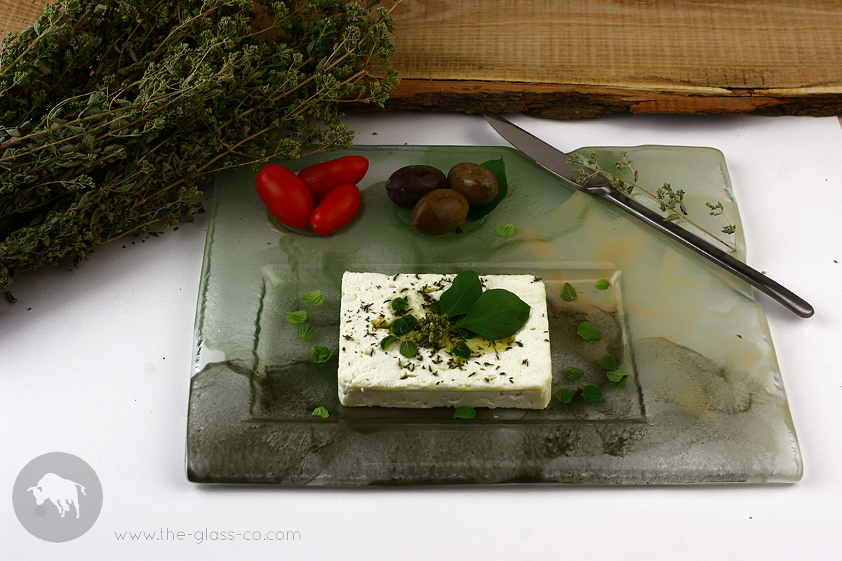 cheese platter for hotels serving tray olive green inlets MyGlassStudio