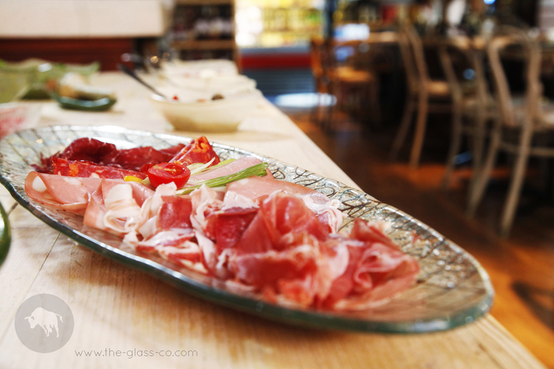 aperitivo cold cuts glass platter MyGlassStudio
