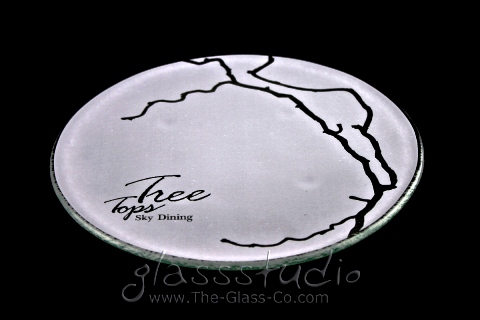 custom shaped dinner plates for restaurants show plate logo Tree Tops Anantara Lawana MyGlassStudio