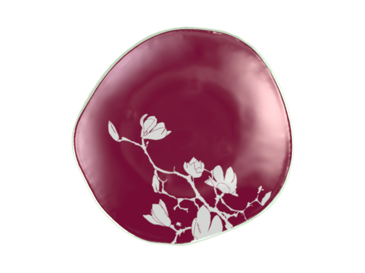 designer floral dinnerware dark purple Rose Wood plate MyGlassStudio