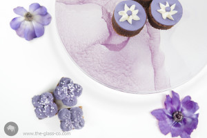 Pantone inspired tableware Radiant Orchid dessert platter MyGlassStudio