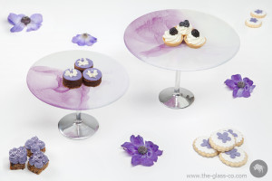 designer color palette dinnerware Radiant Orchid dessert stands MyGlassStudio