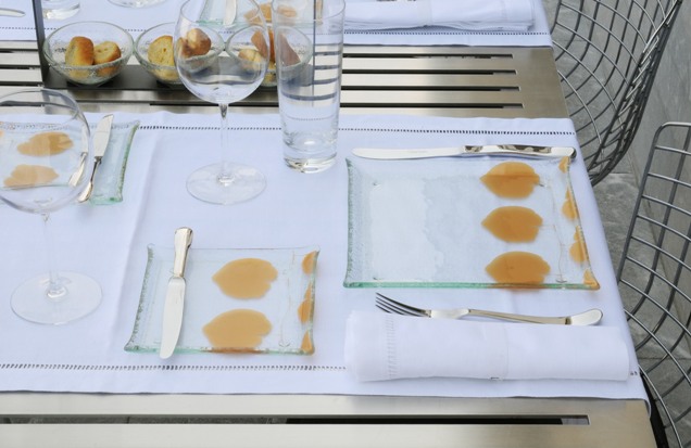 designer botanical dinnerware Phyllody Collection set ginkgo plates MyGlassStudio