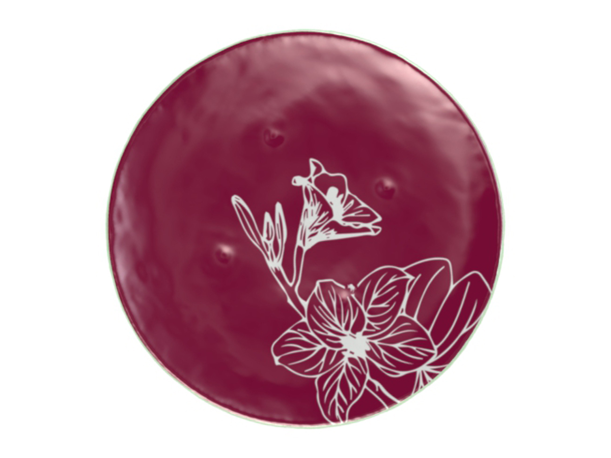 designer floral dinnerware Bauhinia purple contemporary MyGlassStudio