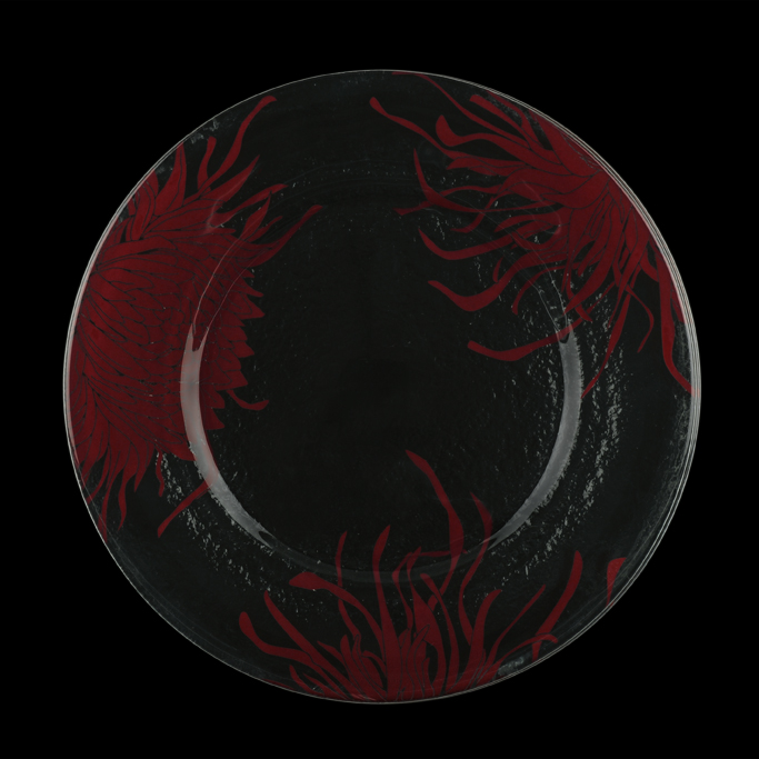 modern botanical dinnerware Andorra Red Bloom Collection MyGlassStudio