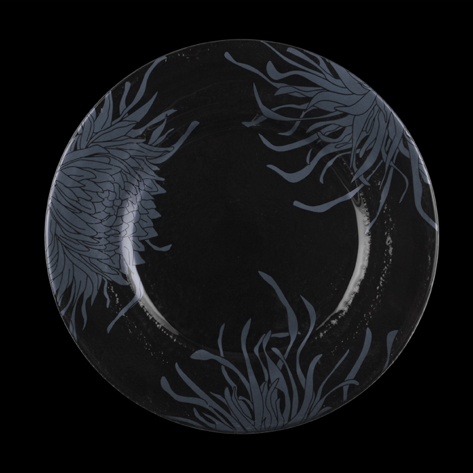 botanical dinnerware Metallic Night Purple Bloom Collection MyGlassStudio