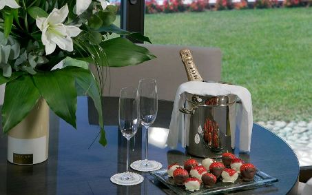 contemporary tableware amenity plate strawberries Hotel Nikopolis MyGlassStudio