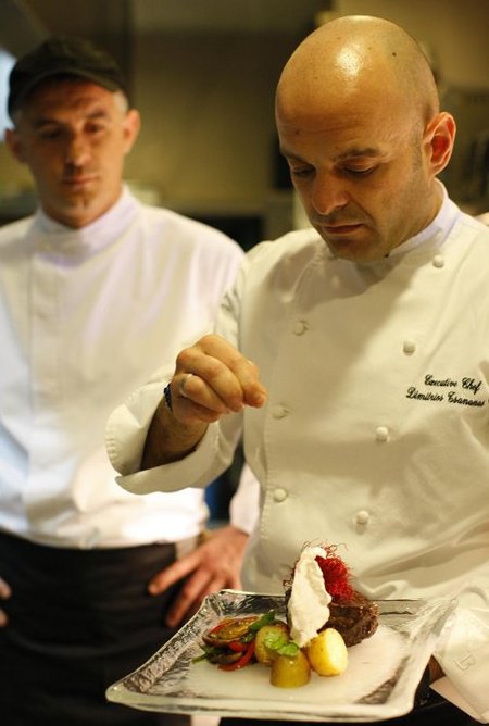 chef plating plates glass dinner plate The Met Hotel Avenue 48 MyGlassStudio