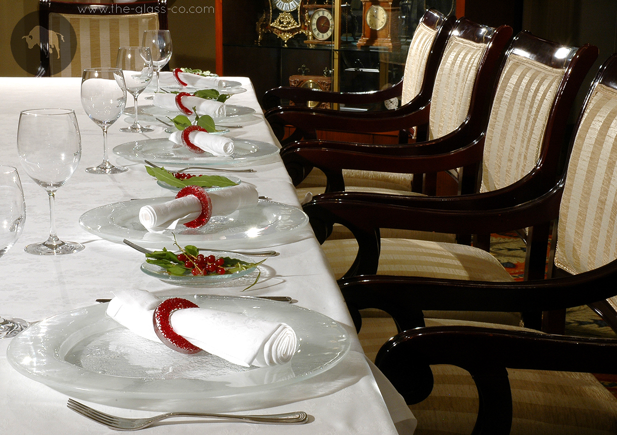 table settings for events dreamy white Christmas holiday MyGlassStudio