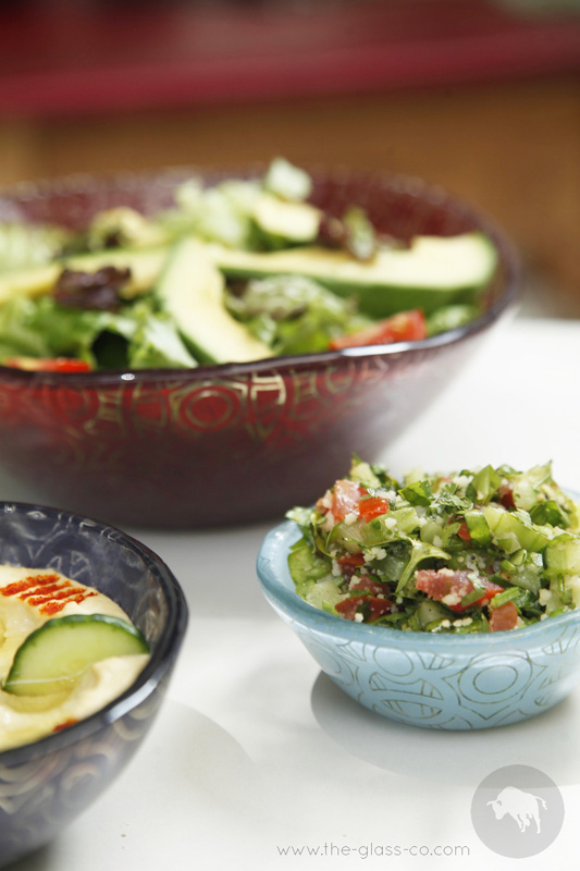 mezze sharing platter salad bowls MyGlassStudio