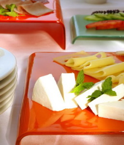 orange dinnerware cheese platter glass MyGlassStudio