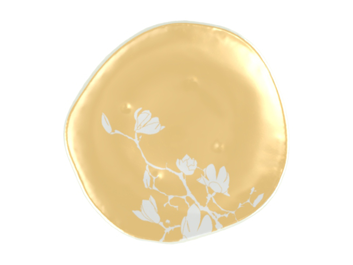floral pattern dinnerware pale yellow Rose Wood Rutabaga plate MyGlassStudio
