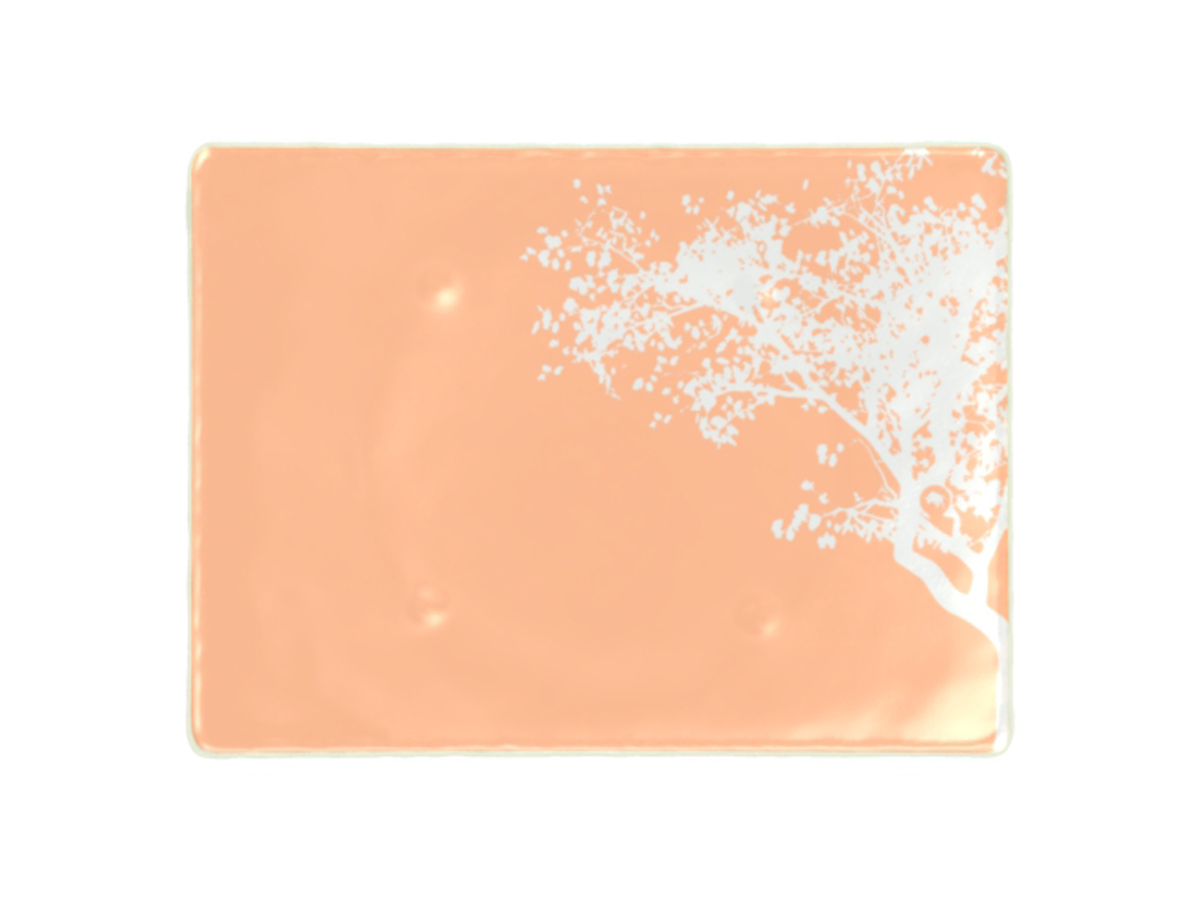 floral patterned plates Tree Top Cameo Rose rectangular blossom MyGlassStudio