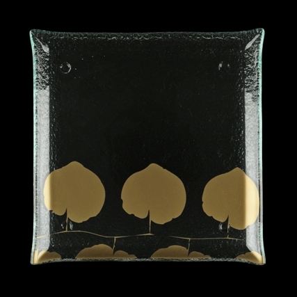 ginkgo design plates Metallic Antique Bronze show plate Phyllody MyGlassStudio