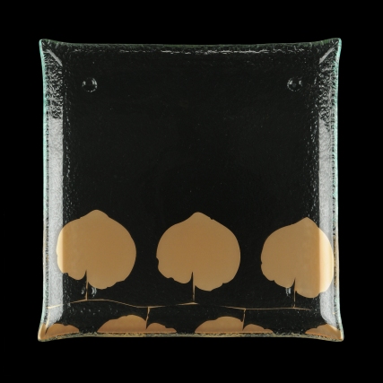 ginkgo patterned dinnerware Metallic Rattan Gold show plate Phyllody MyGlassStudio