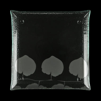 botanical ginkgo plates Metallic Frost Gray show plate Phyllody MyGlassStudio