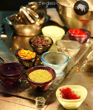 tableware for Indian food presentation spice bowls MyGlassStudio