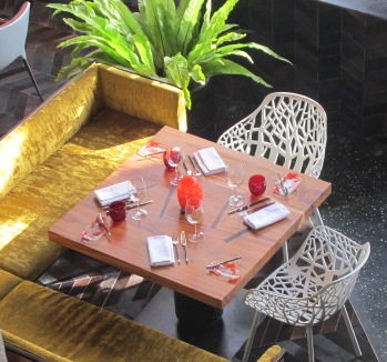 red charger plates table setting Fire W Retreat Spa Bali Seminyak MyGlassStudio