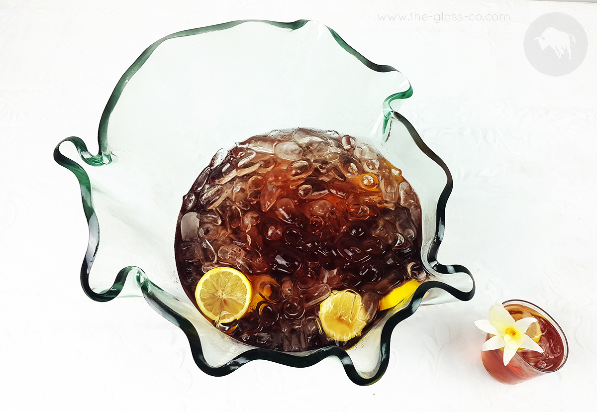 punch bowl for catering tropical glass MyGlassStudio