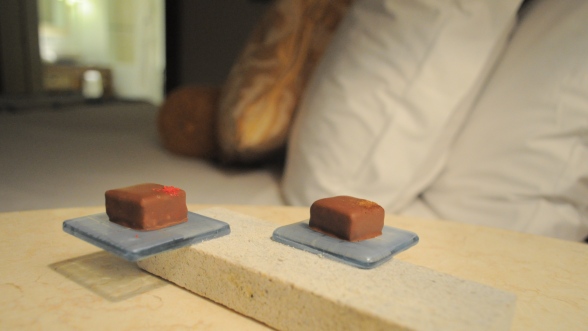 turndown service amenity chocolate dish St. Regis Saadiyat Island MyGlassStudio