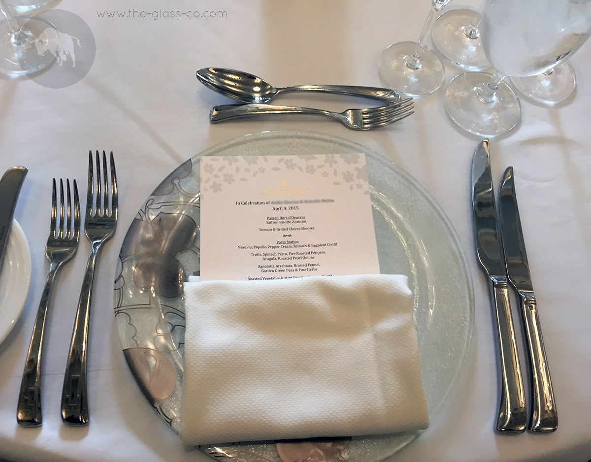 wedding dinnerware charger plates Four Seasons Resort Orlando MyGlassStudio