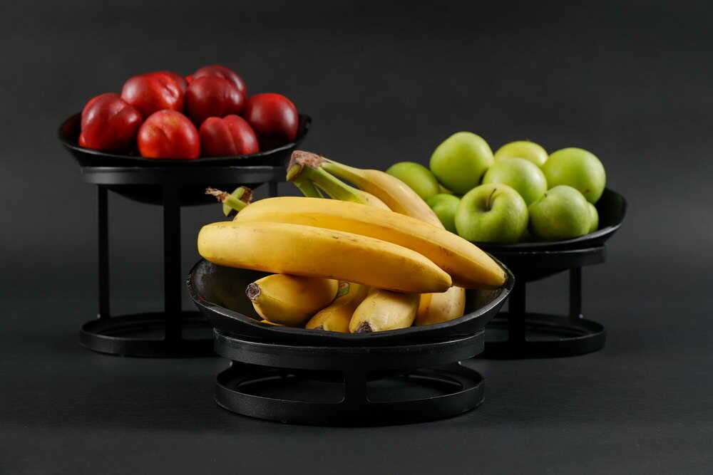 Serving Bowls with Stand in Black